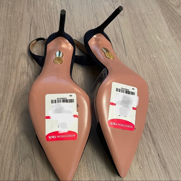 Aquazzura So Nude 85 Suede and PVC slingback Pumps - Picture 7 of 7